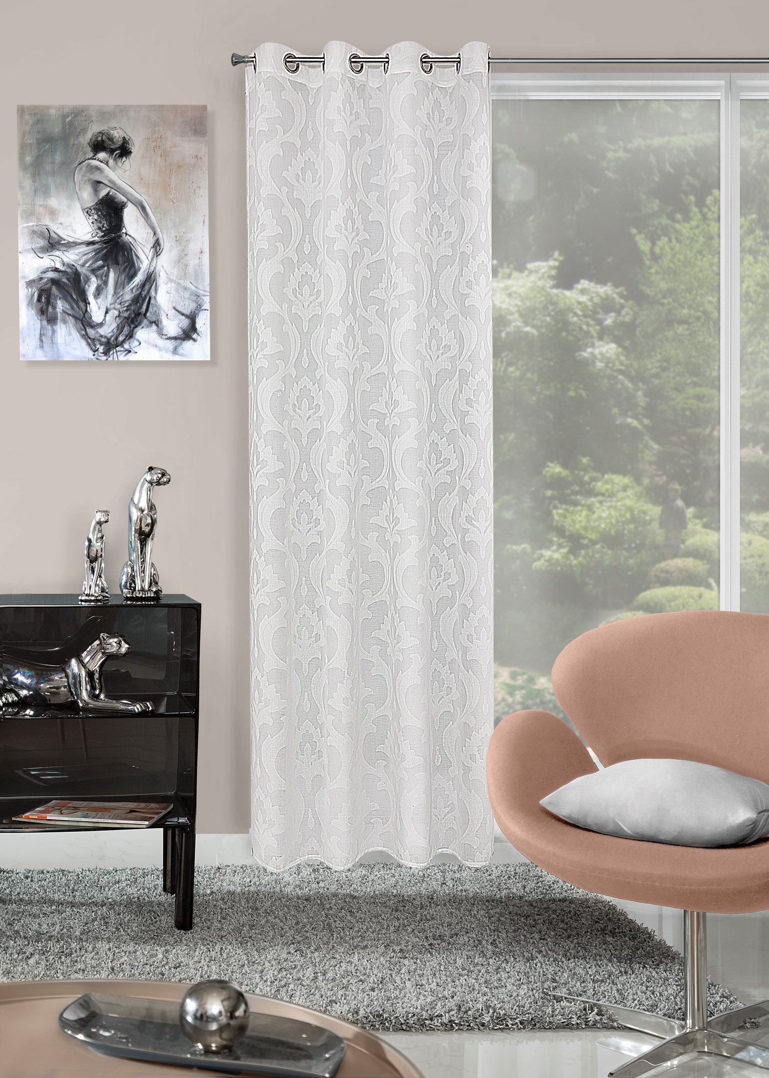 EuroF Irany ZAS Agnes/Agnes B Curtain Eyelet Curtain, Polyester, white, 0.02 X 140 X 250 CM