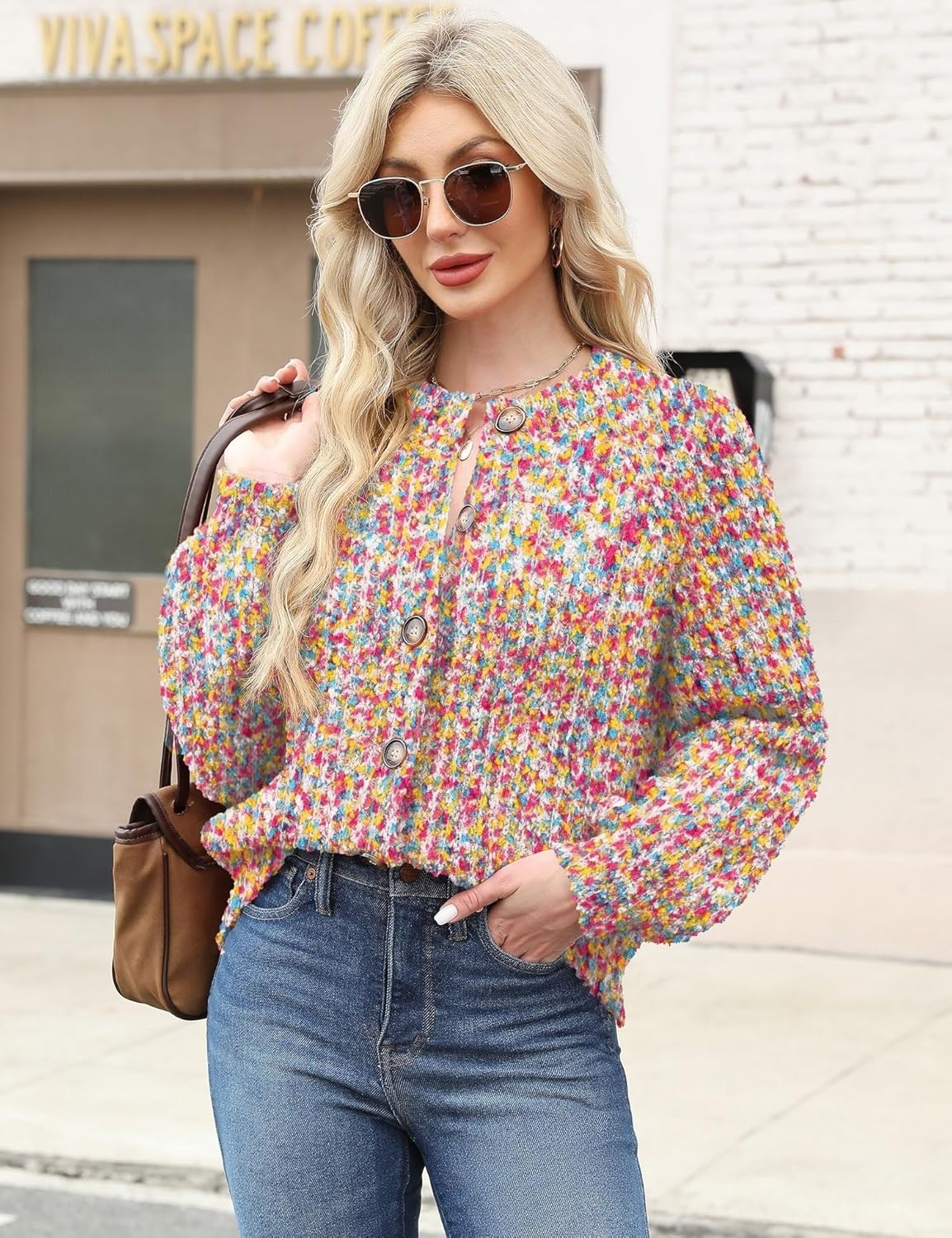 Rapbin Women's Cable Knit Cardigan Open Front Sweater Casual Long Sleeve Button Coats Outerwear - Image 2