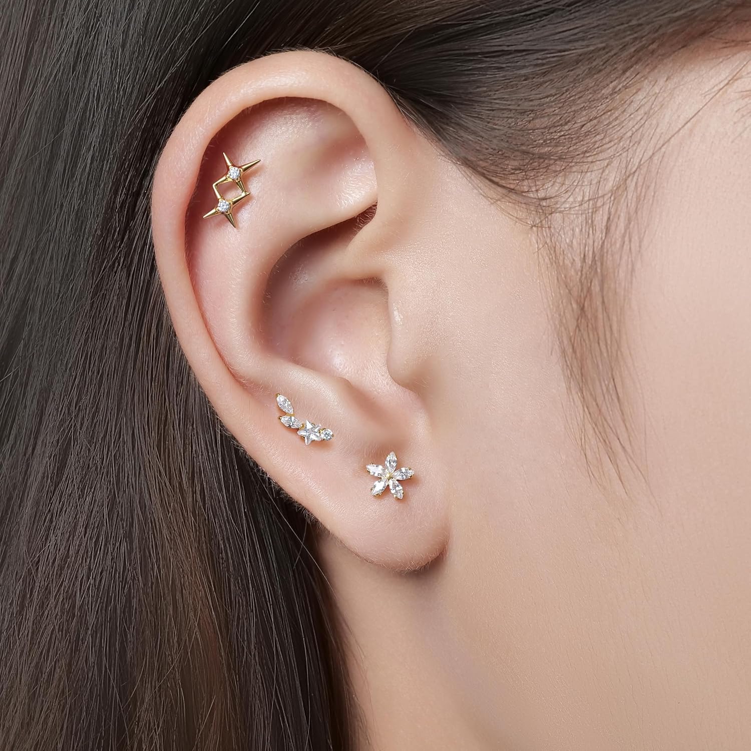 limerencia 18G Titanium Body Piercing Jewelry, Internally Threaded Flat Back Earring Tragus Helix Cartilage Conch Medusa Stud Earring for Women Men 1PC - Image 3