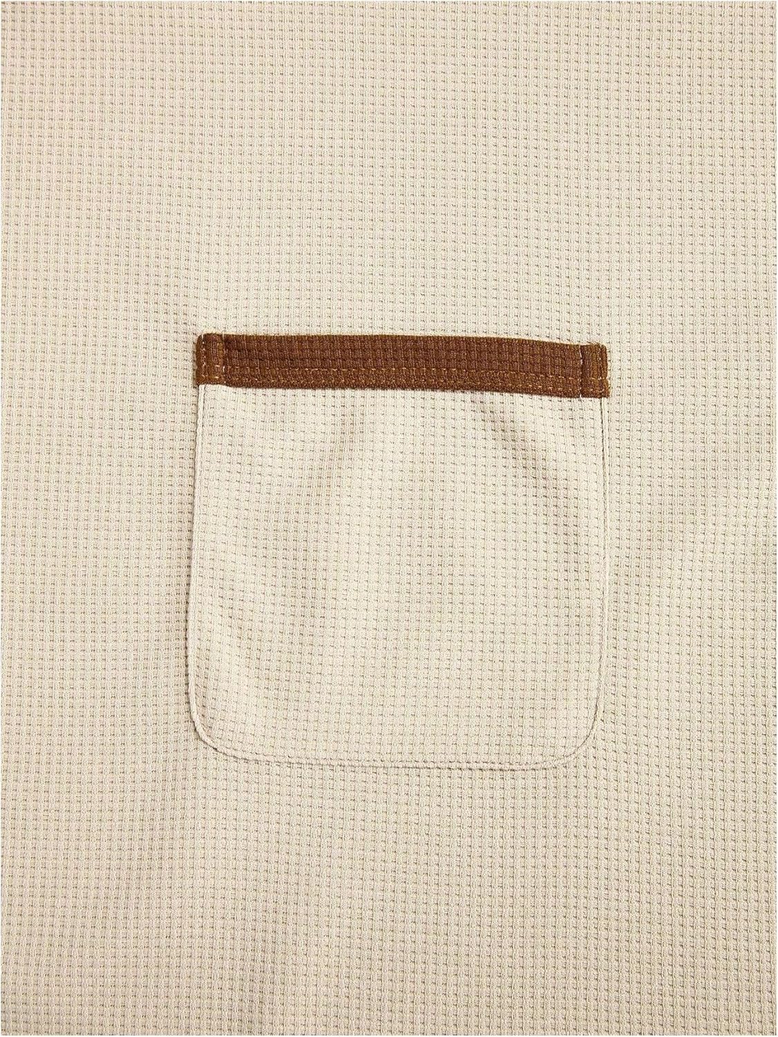 SOLY HUX Men's Long Sleeve T Shirt Crew Neck Pocket Front Waffle Knit Tee Casual Fall Tops - Image 5