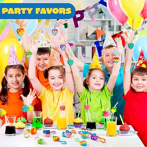 Miniatura 6 de JOYIN Paquete de 30 llaveros para ansiedad con burbujas para apretar, paquete de 30 juguetes sensoriales para fiestas para niños de 4 a 8 y 8 a 12