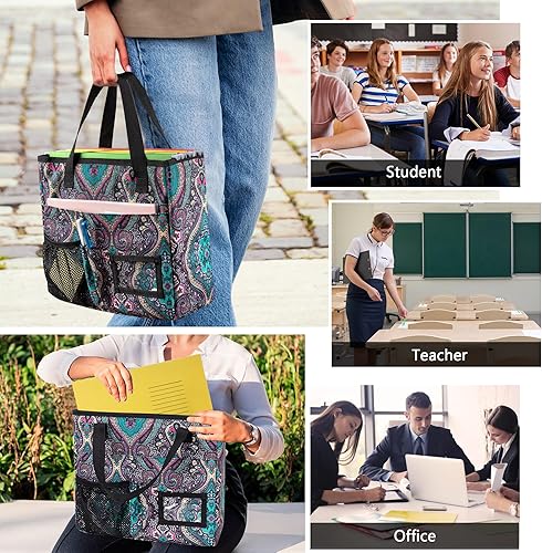 Miniatura 6 de LoDrid LD06002 - Bolsa plegable para archivos con asas, caja organizadora de archivos portátil con 3 tableros integrados para archivos de tamaño