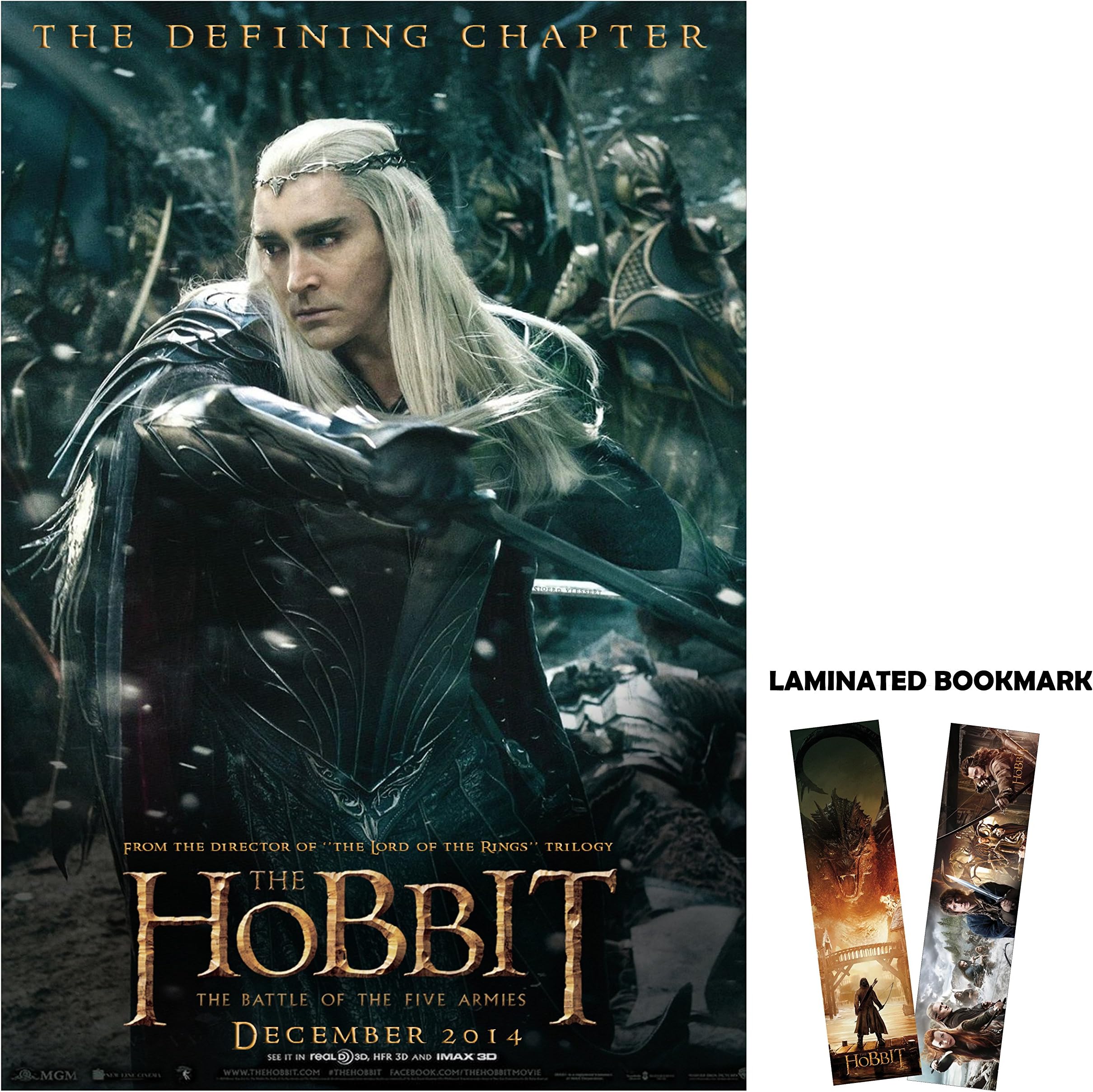The Hobbit: The Battle of The Five Armies (2014) Poster 13" x 19" BORDERLESS Thranduil + Laminated Bookmark