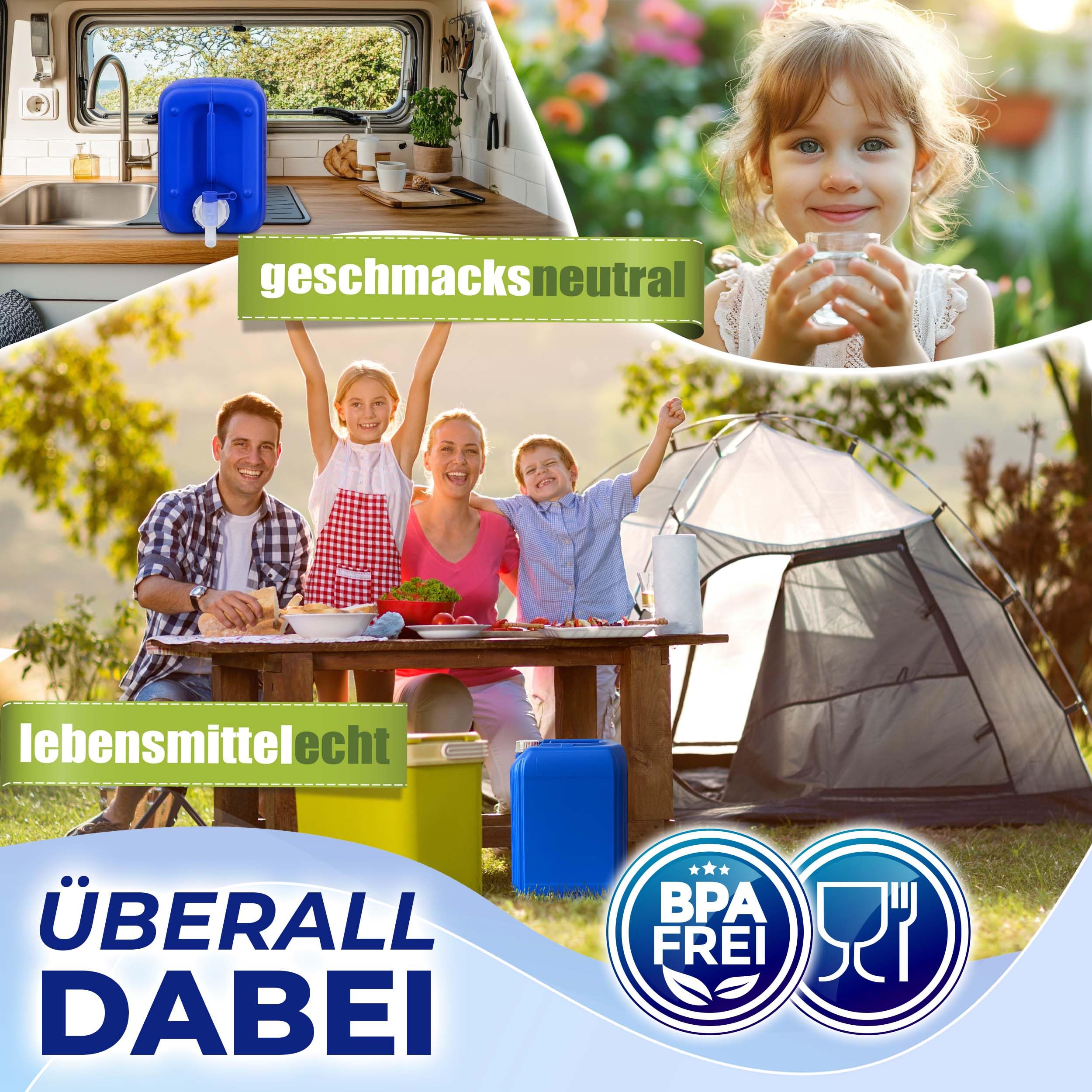 10L Wasserkanister, BPA frei lebensmittelecht, Kanister Made in Germany | Kosmetex Wasser Kanister 10 Liter für Camping, Garten, Gewerbe & Haushalt, Robust, Geschmacksneutral für Wasser & Getränke