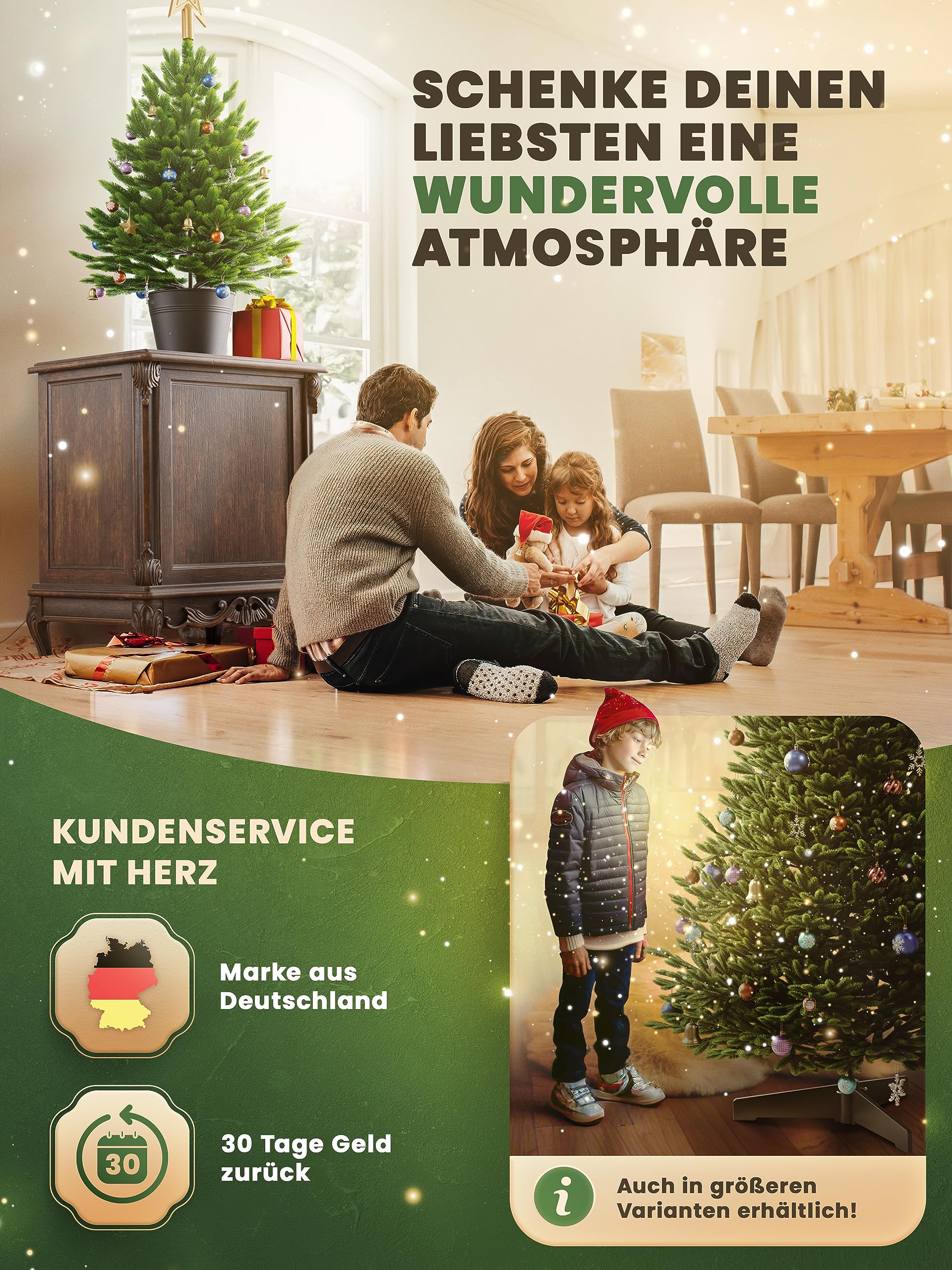 ArtiTree Nordmanntanne - Künstlicher Weihnachtsbaum (mit Beleuchtung & Schnee, 40 cm)