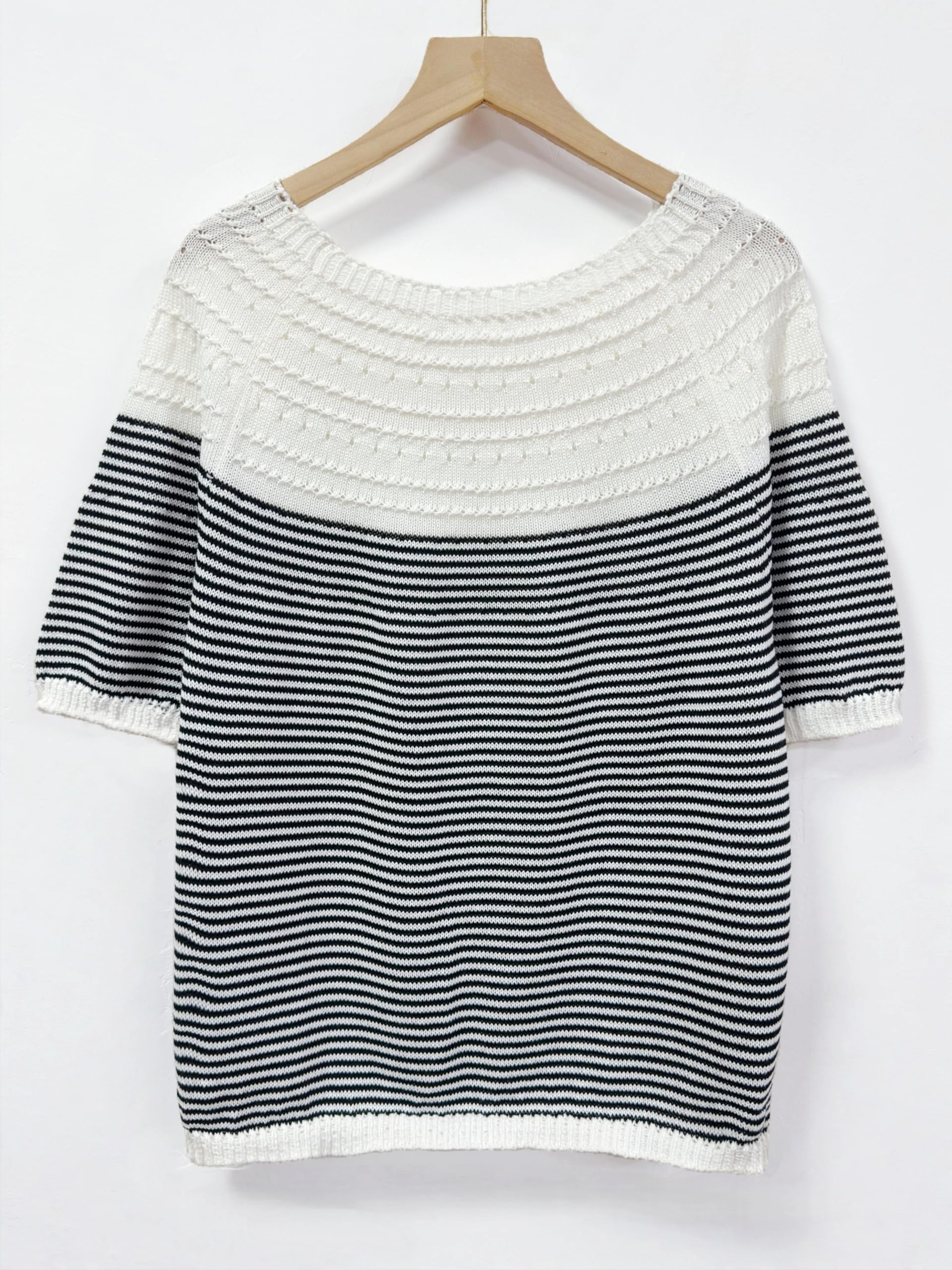 MORISTE Maglia Casual Donna, Top a Righe Maniche Corte Collo Rotondo per Pendolari Primavera Estate