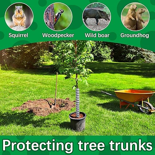 Miniatura 5 de 4 protectores de tronco de árbol, 2 tamaños, protector de árbol en espiral de plástico, protector de corteza de árbol, envoltura de tubo para