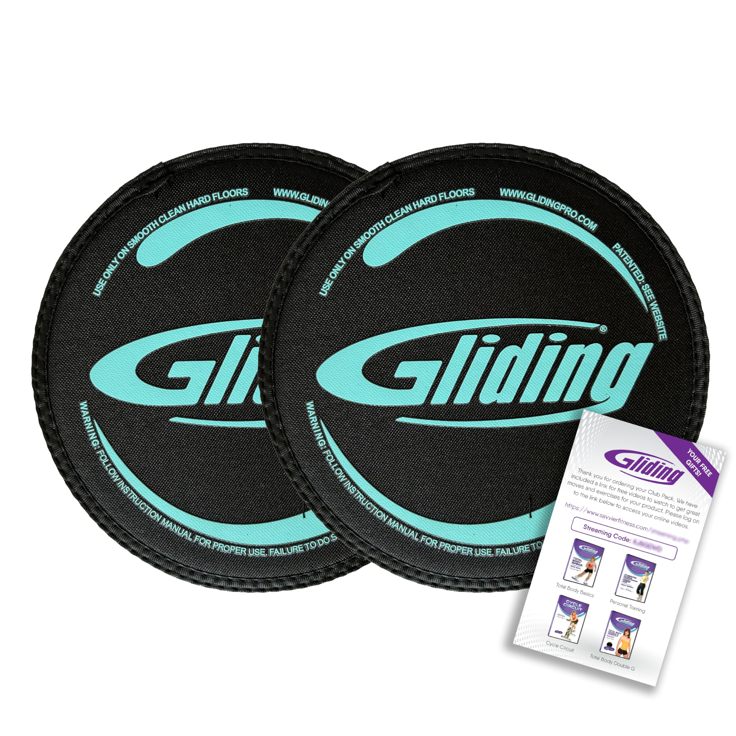 Gliding 9” Sliders for Working Out on Hard Floors, 1 Pair 4 Videos (Black)