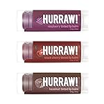 Hurraw! Raspberry Tinted, Black Cherry Tinted, Hazelnut Tinted Lip Balms, 3 Pack Bundle: Organic, Vegan, Cruelty & Gluten Free. Non-GMO, 100% Natural. Bee, Shea, Soy & Palm Free. Made in USA