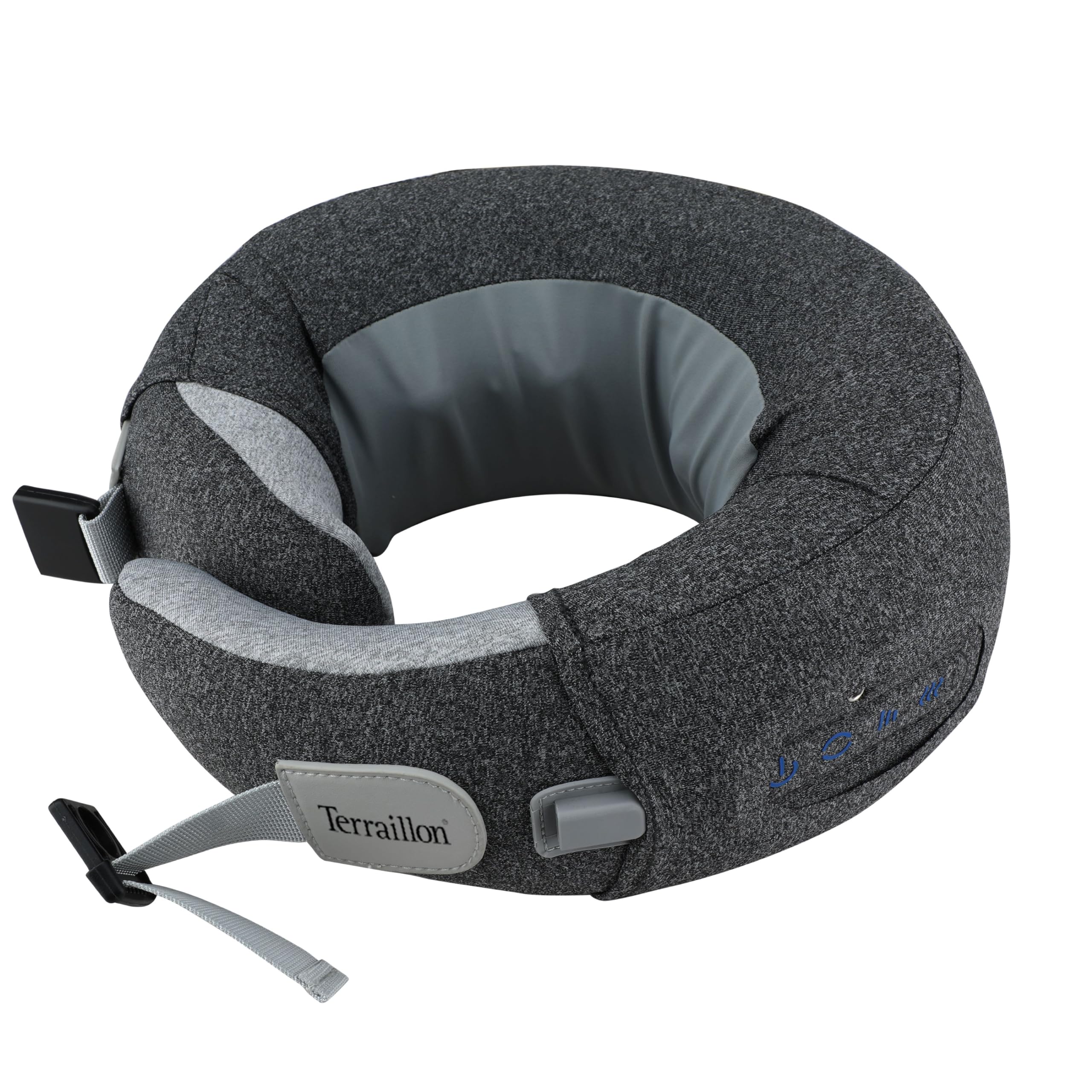 TERRAILLON - NECK MASSAGER, Cuscino massaggio collo e cervicale, rilassante, riduzione della tensione, anti-stress, 3 velocità di massaggio, 2 direzione di rotazione, opzione riscaldante, cinghia