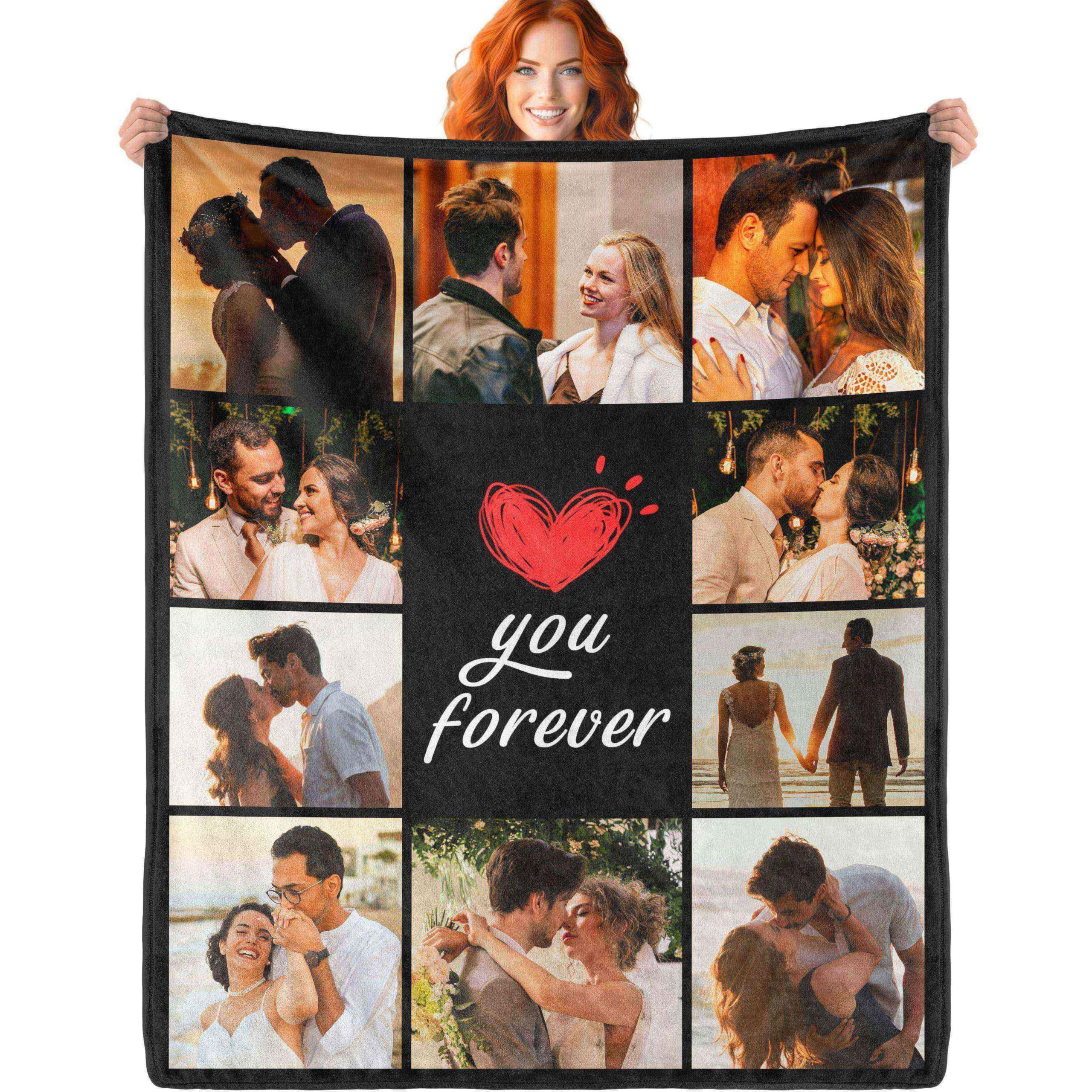 Ericat Photo-10 Personalised Blanket With Photo Text Custom Blanket Customised Blanket Throws Customisable Blanket Picture Blankets Customized Valentines Day Gifts For Mom Dad Couple Girlfriend Boyfriend