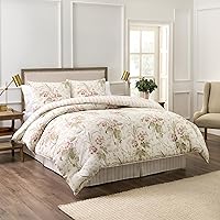 Vista 20 de Waverly Maldives - Juego de edredón de 3 piezas, tamaño matrimonial/queen, ropa de cama de percal de poliéster ligero en porcelana