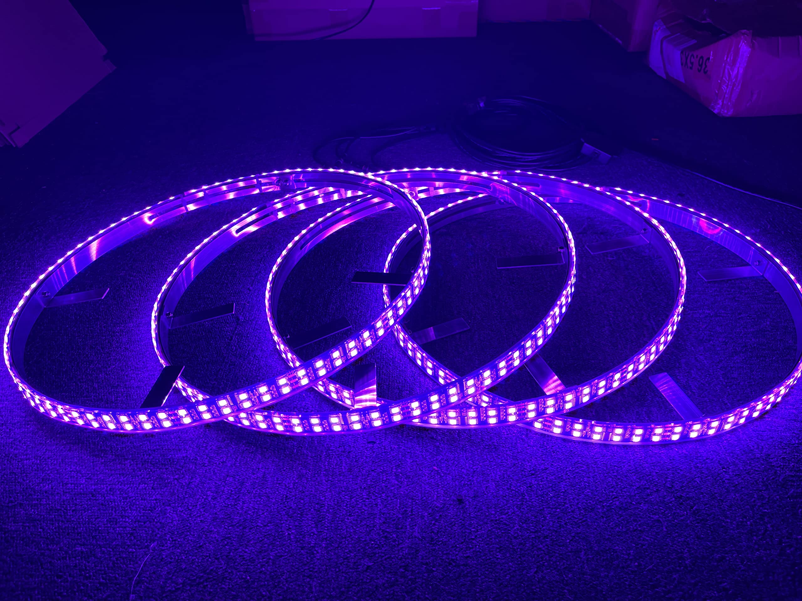 17.5'' RGB Multiple Changing Double Row LED Wheel Light Kit IP68 Waterproof 576Leds w/Turn Signal,Braking Functionand Bluetooth App and Remote Ctrl