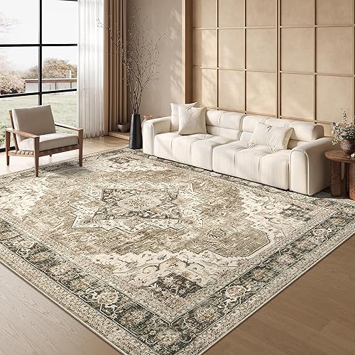 Miniatura 213 de Alfombras de área de 8 x 10 pies para sala de estar, vintage lavable con parte trasera antideslizante, resistente a las manchas, alfombra de área