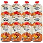 Earth\'s Best Organic Baby Food Pouches, Fruit and Grain Puree for Babies 6 Months and Older, Organic Apple Peach and Oatmeal Puree, 3.5 oz Resealable Pouch (Pack of 12)