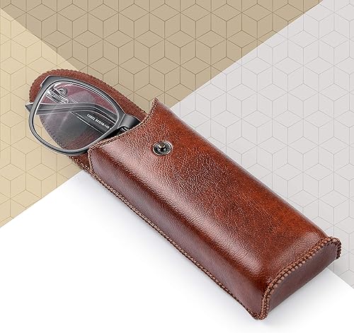 Miniatura 3 de Hard Eyeglass Case With Belt Loop, PU Leather Glasses Case, Eyeglasses Cases, Reading Glass Case, Spectacles Box For Eyeglass, Classic Style Brown