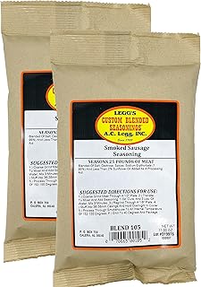 Leggs Custom Blended Seasonings - Smoked Sausage - 2 Pack of 11 Ounce Bags With Cures, 400 Ounces