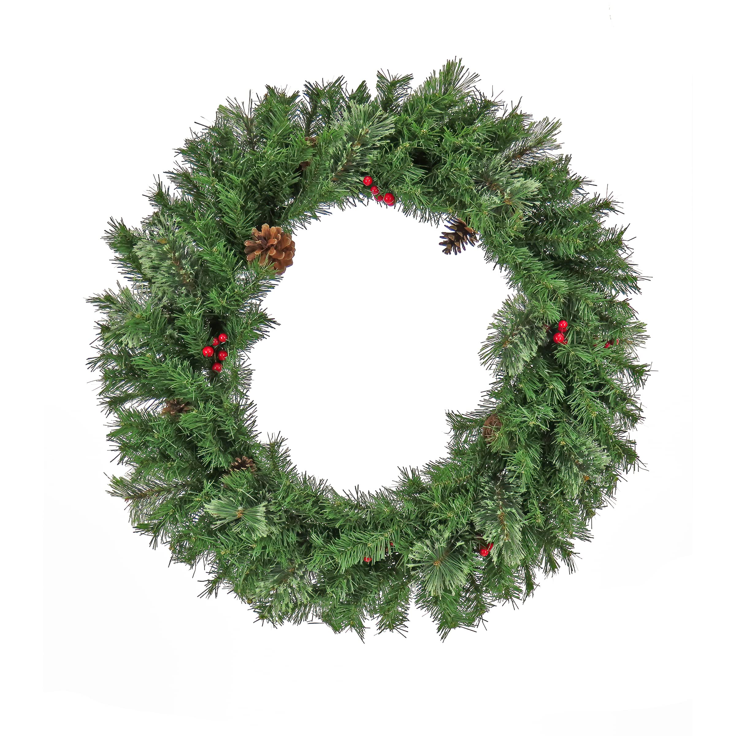 national tree company artificial cashmere christmas wreath with pinecones and red berries, 30 in