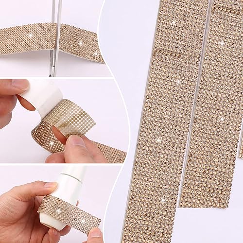 Miniatura 9 de Cinta de cristal autoadhesiva, calcomanías de diamantes de imitación para envolver regalos, manualidades, decoración, bodas, suministros de fiesta