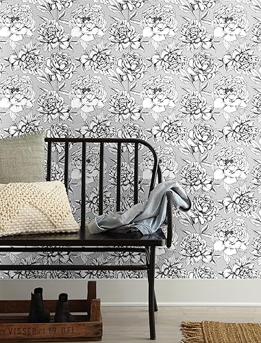 Vista 14 de Blooming Wall Lotus Lily Damasks - Papel tapiz para despegar y pegar (17.7 x 394 pulgadas, dorado metálico)