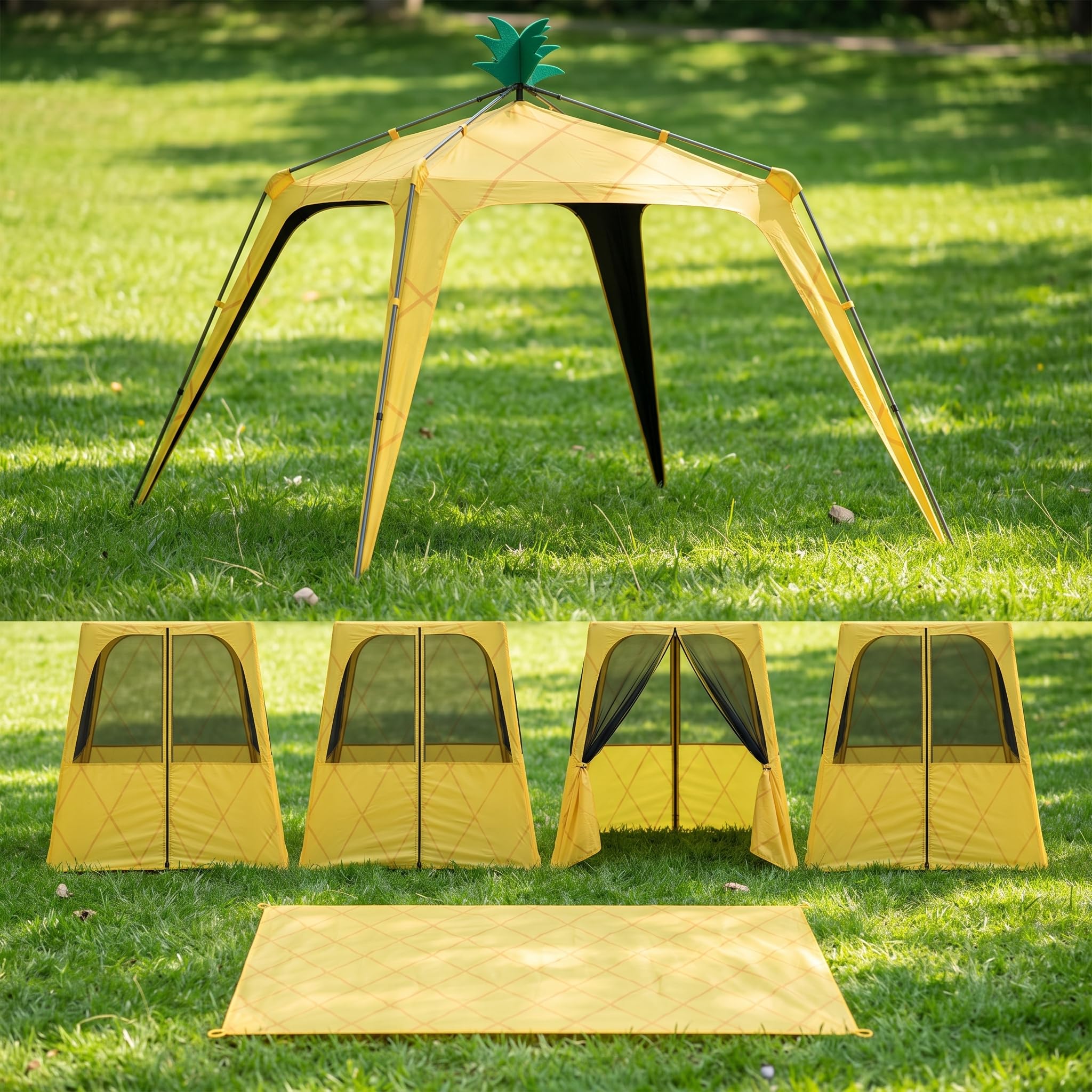 Tienda Campaña Instantánea para Camping Exterior, Refugio Portátil con Protección 50+, Tienda de campaña con 4 Cortinas de Malla