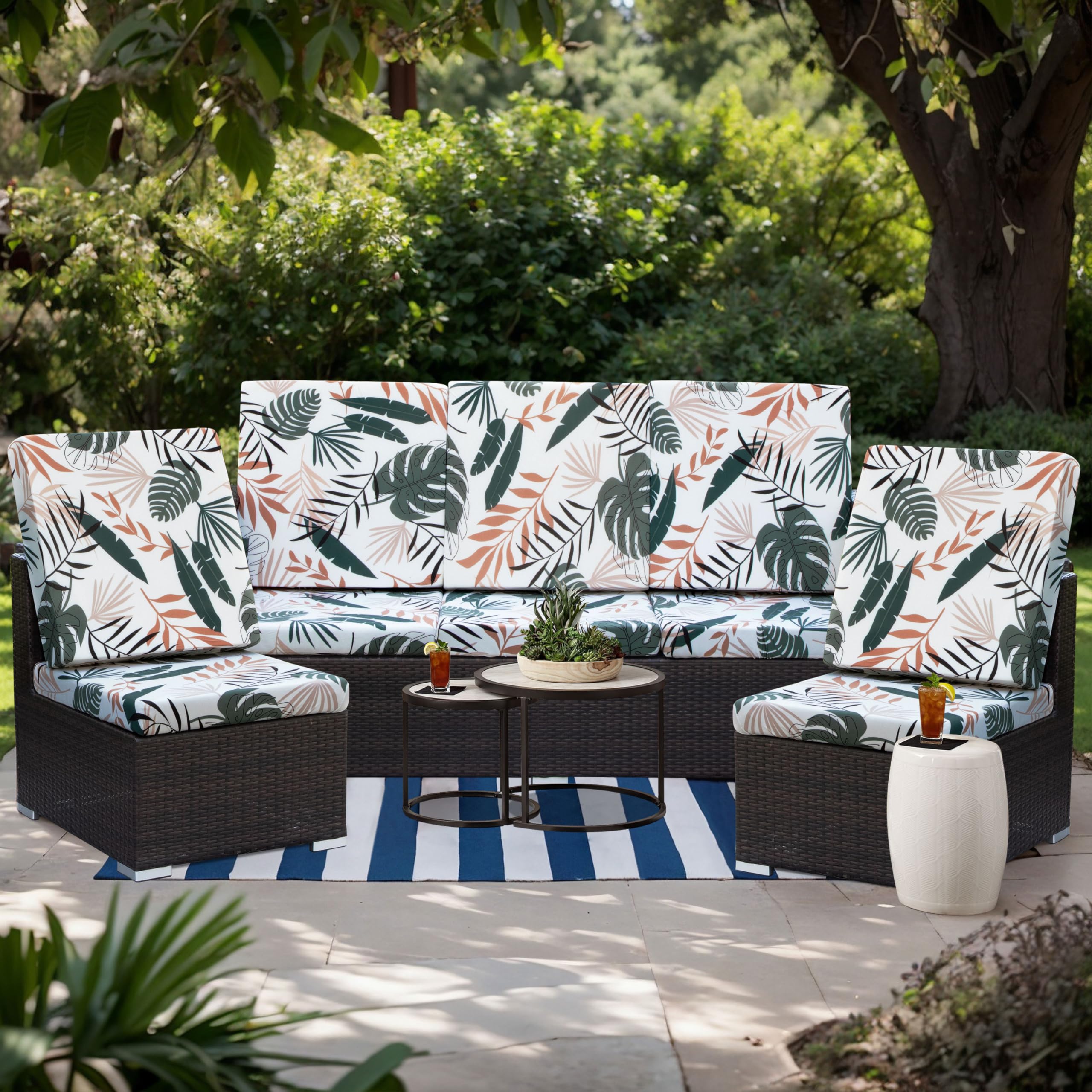 LiveGo Housse de coussin extensible pour canapé de jardin - Housse de coussin de remplacement pour mobilier d’extérieur - Protège-canapés de chaise - Souple et flexible - (8, Coconut Grove)