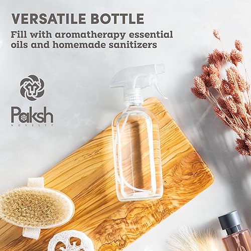 Miniatura 2 de Botellas rociadoras de vidrio cobalto transparente, 16 onzas (paquete de 2) contenedor de rociador de vidrio recargable con rociador de gatillo