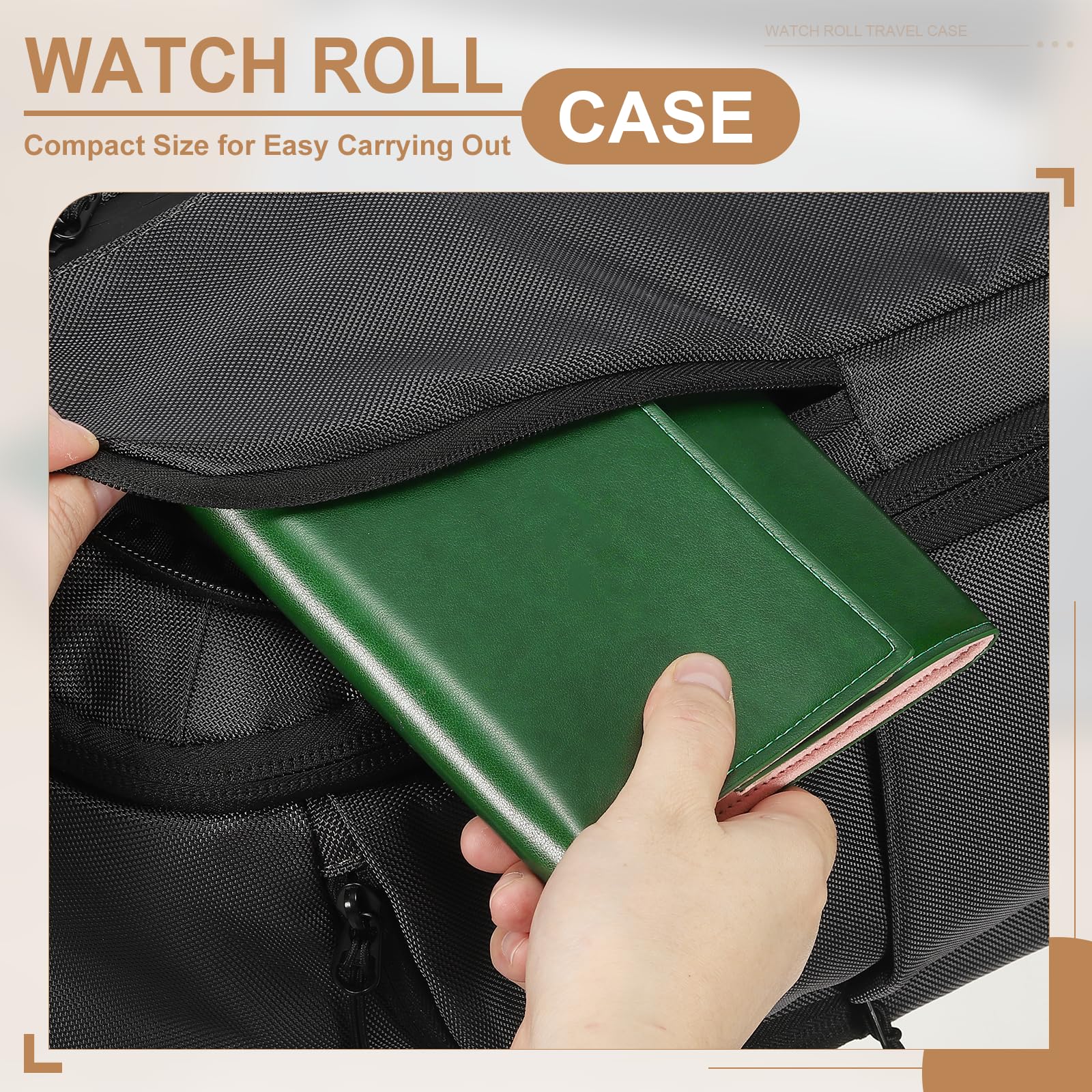 Custodia da viaggio arrotolabile per orologi sourcing map, 2 scomparti, custodie portatili in pelle per orologi da uomo e da donna, organizer per orologi da viaggio, esposizione e conservazione a ca