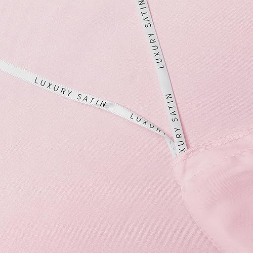 Miniatura 5 de AiMay Juego de funda de edredón de satén de 3 piezas, color rosa, tamaño Queen, serie 1800, de lujo, seda rica, sedoso, súper suave, color sólido,