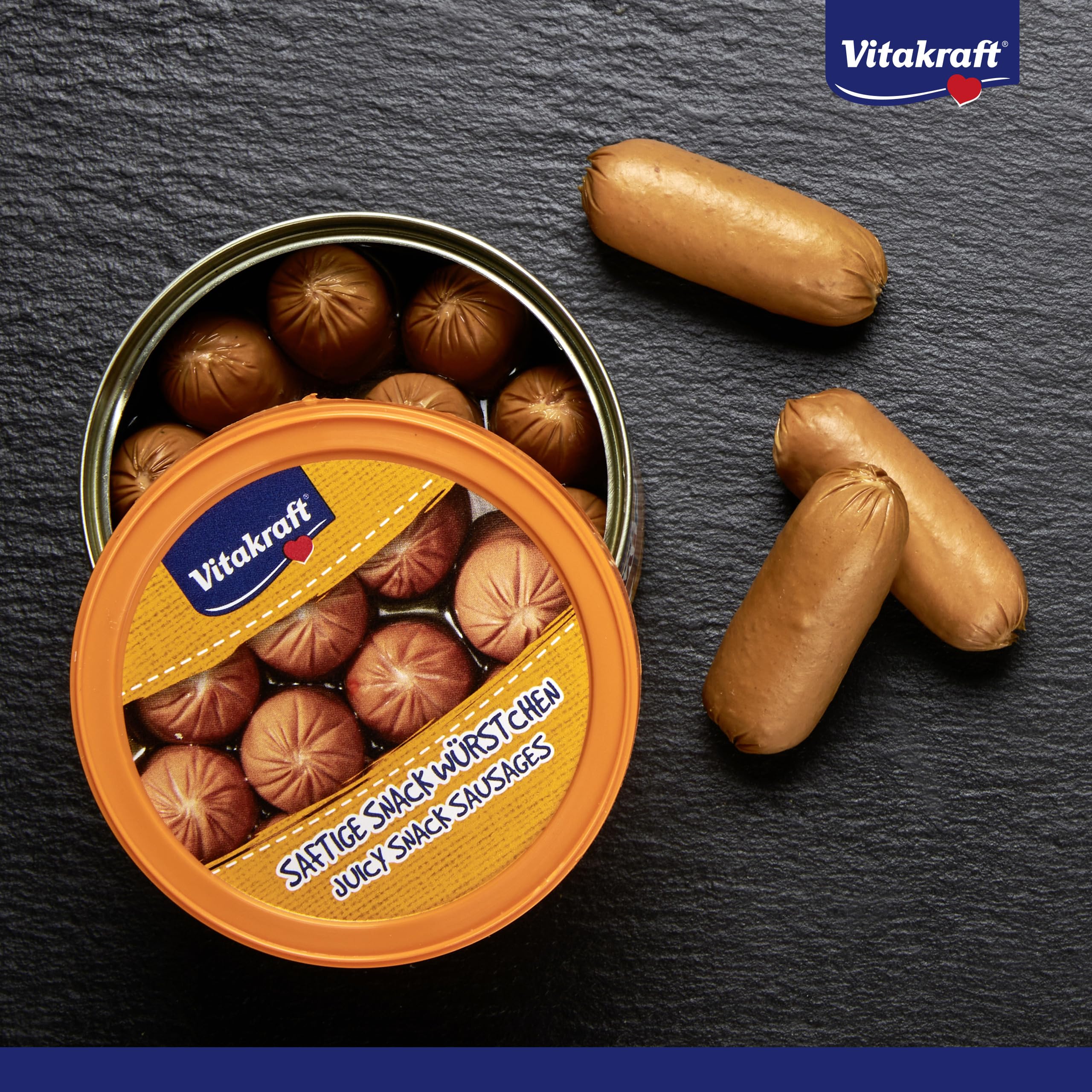 Vitakraft Dog Minis, snack cane, piccoli wurstel con pollame, in barattolo con coperchio, snack per l’addestramento del cane, a ridotto contenuto di spezie, senza zuccheri aggiunti (1x 120g)