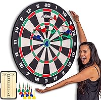 GoSports Giant 3ft & 4ft Cork Dartboards with 12 Steel-Tip Darts & Scoreboard - Epic Game Room Fun