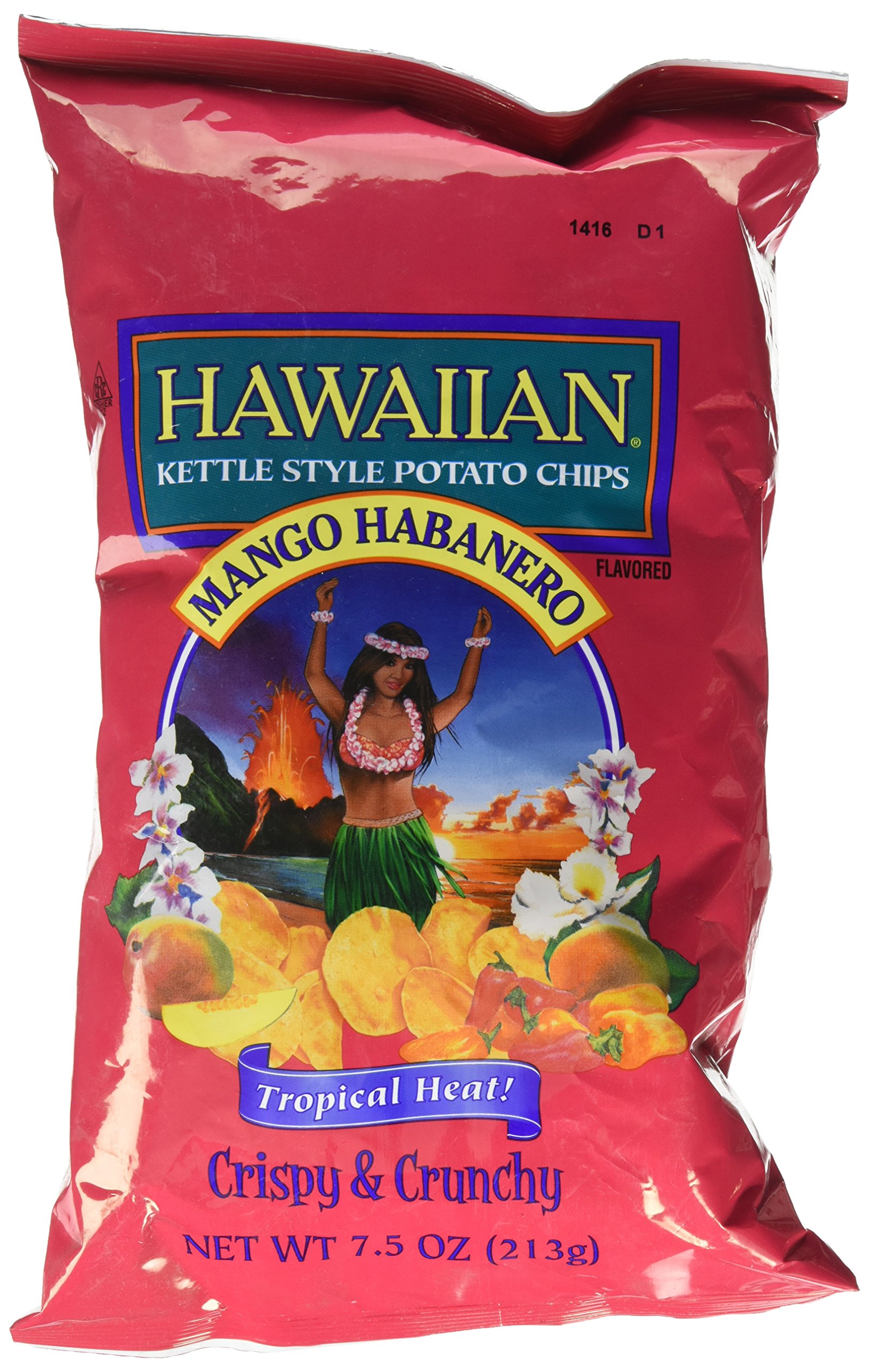 Hawaiian Kettle Style Potato Chips, Mango Habanero, 7.5 Ounce