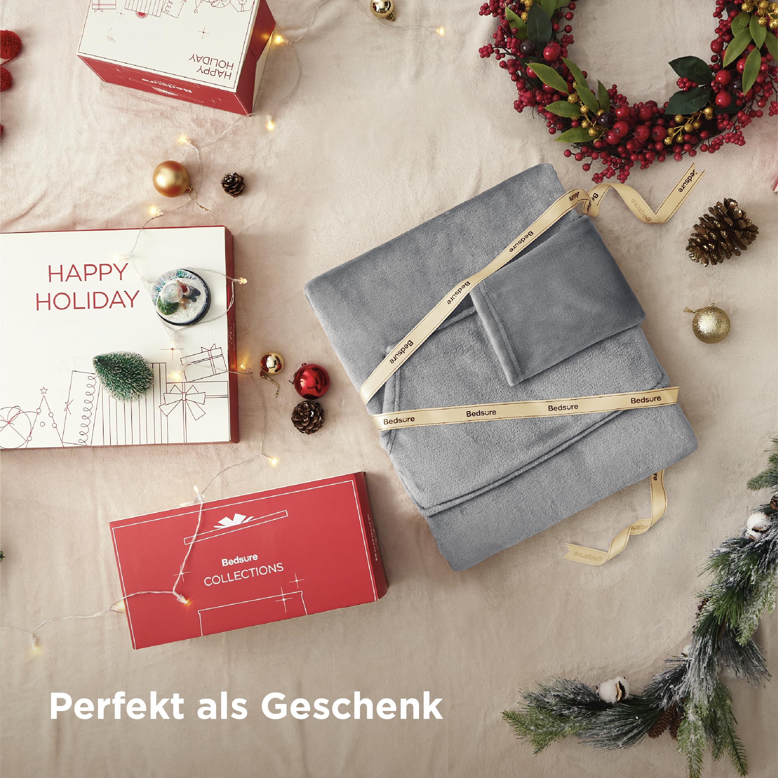 BEDSURE Decke mit Ärmeln Kuscheldecke - Weihnachten Geschenke für Frauen und Männer, Warm Ärmeldecke & Sofadecke für Erwachsene, Flauschige Ganzkörperdecke zum anziehen, Tragbare Decke, 150x200cm