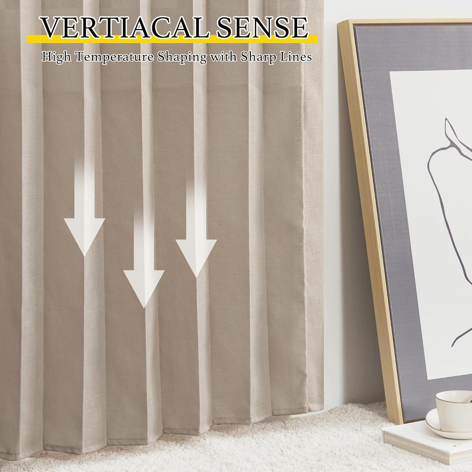 NICETOWN 80 Inch Long Blackout Curtains for Bedroom, Light Filtering Linen Sheer Curtains for Closet, Doorway Curtains for Room Divider Sliding Door Drapes for Living Room, 1 Panel, Taupe, 50" Wide