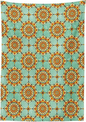 Miniatura 2 de Ambesonne Mantel decorativo marroquí, diseño abstracto marroquí ornamental con influencias victorianas antiguas, para comedor y cocina, mantel