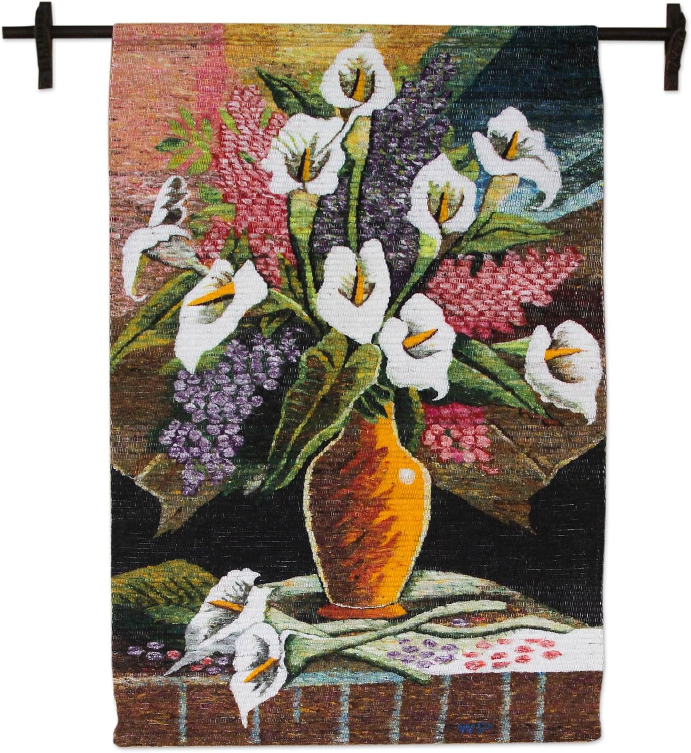 NOVICA San Pedro Lilies Wool Tapestry
