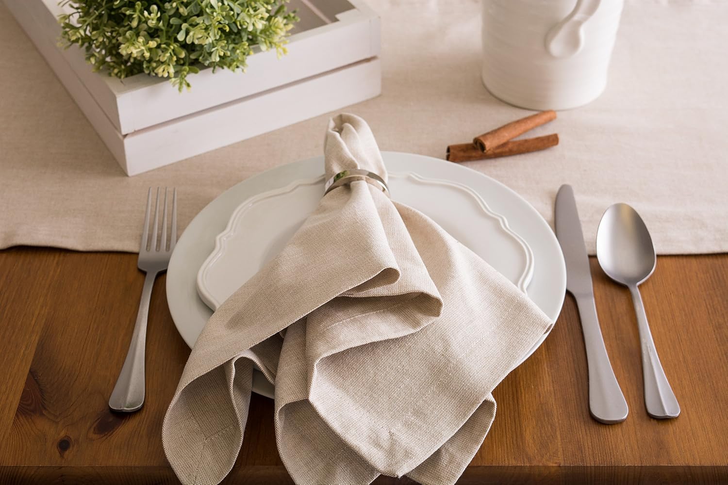 DII Chambray Kitchen, Tabletop Collection, Natural, 14x72 Table Runner