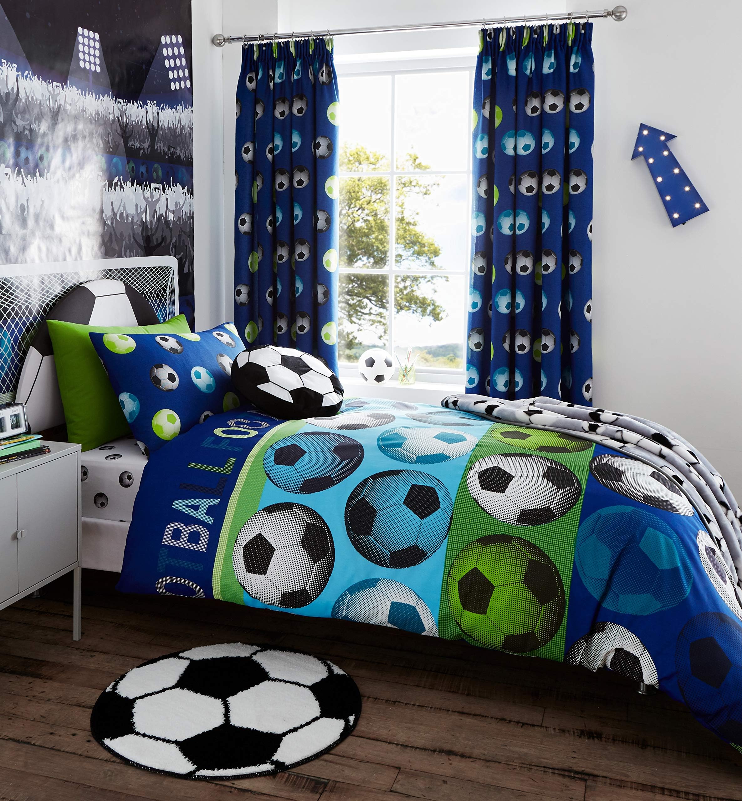 Kids Football Single Duvet Set - Blue