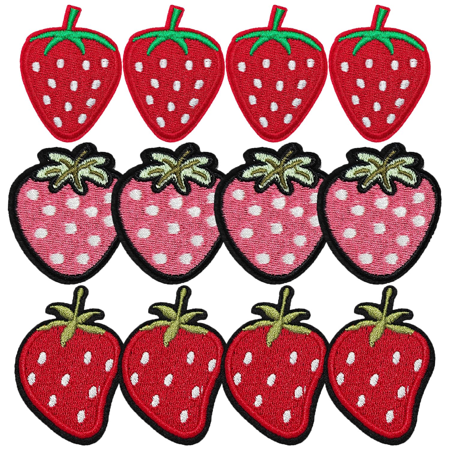 CXWLJL 12PCS Strawberry Iron on Patch, Cute Fruit Patch, Fruit Iron on/Sew on Patches Applique for Clothes, Dress, Hat, Jeans, DIY Accessories