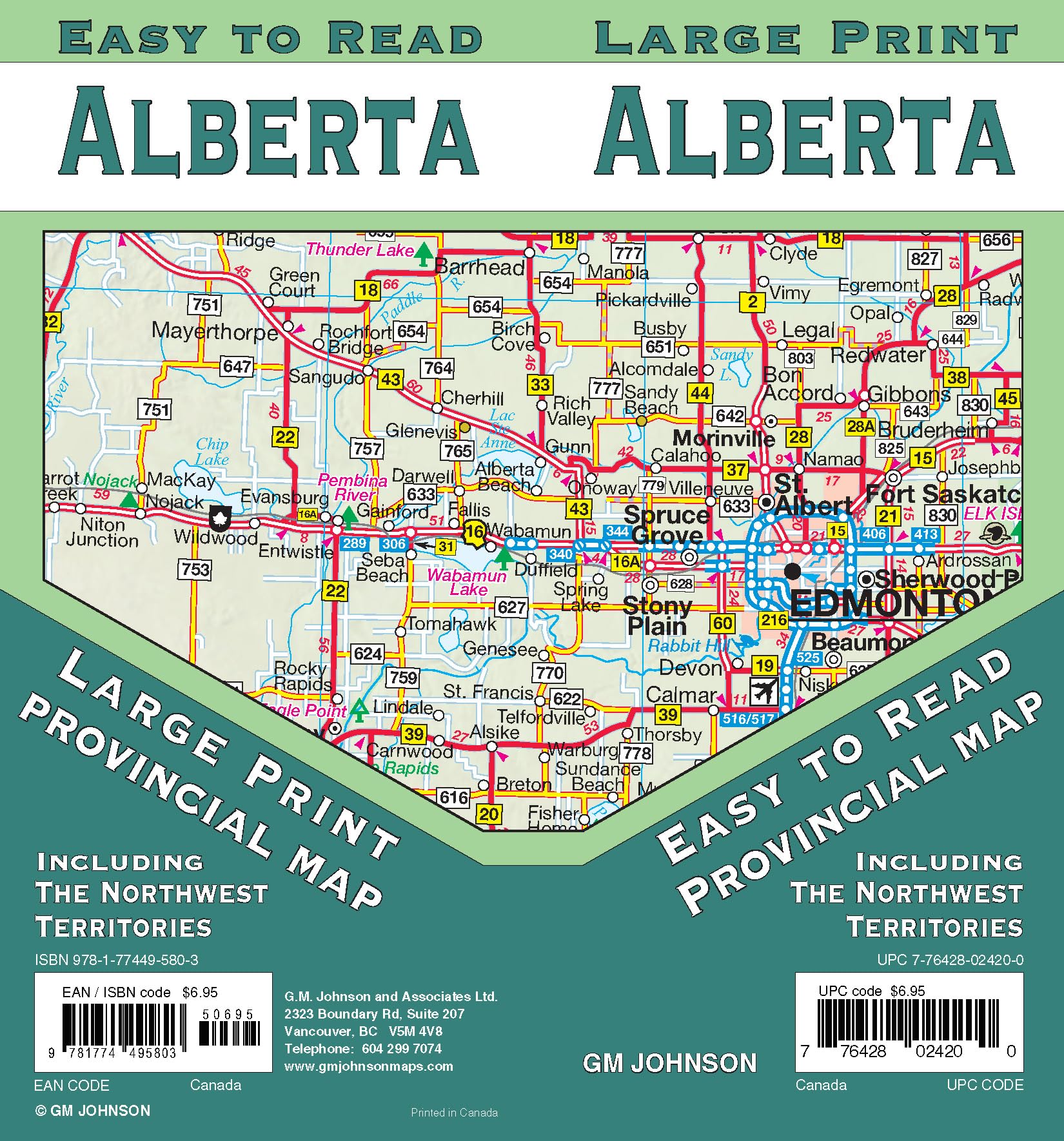 Alberta Large Print / North West Territories, Canada Province Map