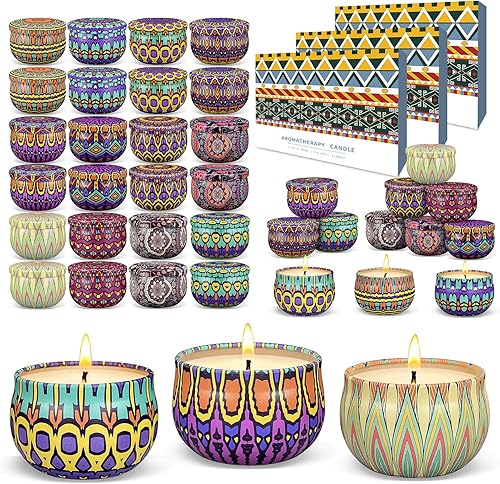 Juego de velas perfumadas de regalo, paquete de 48 velas aromáticas para el hogar, juego de velas de aromaterapia de cera de soja de larga duración