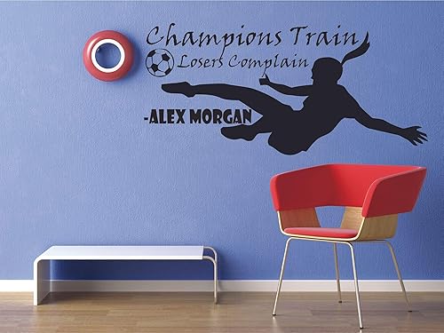Miniatura 1 de Champions Train Losers Quain - Adhesivo decorativo de pared con frases de motivación deportiva de Alex Morgan para los fanáticos de los atletas,