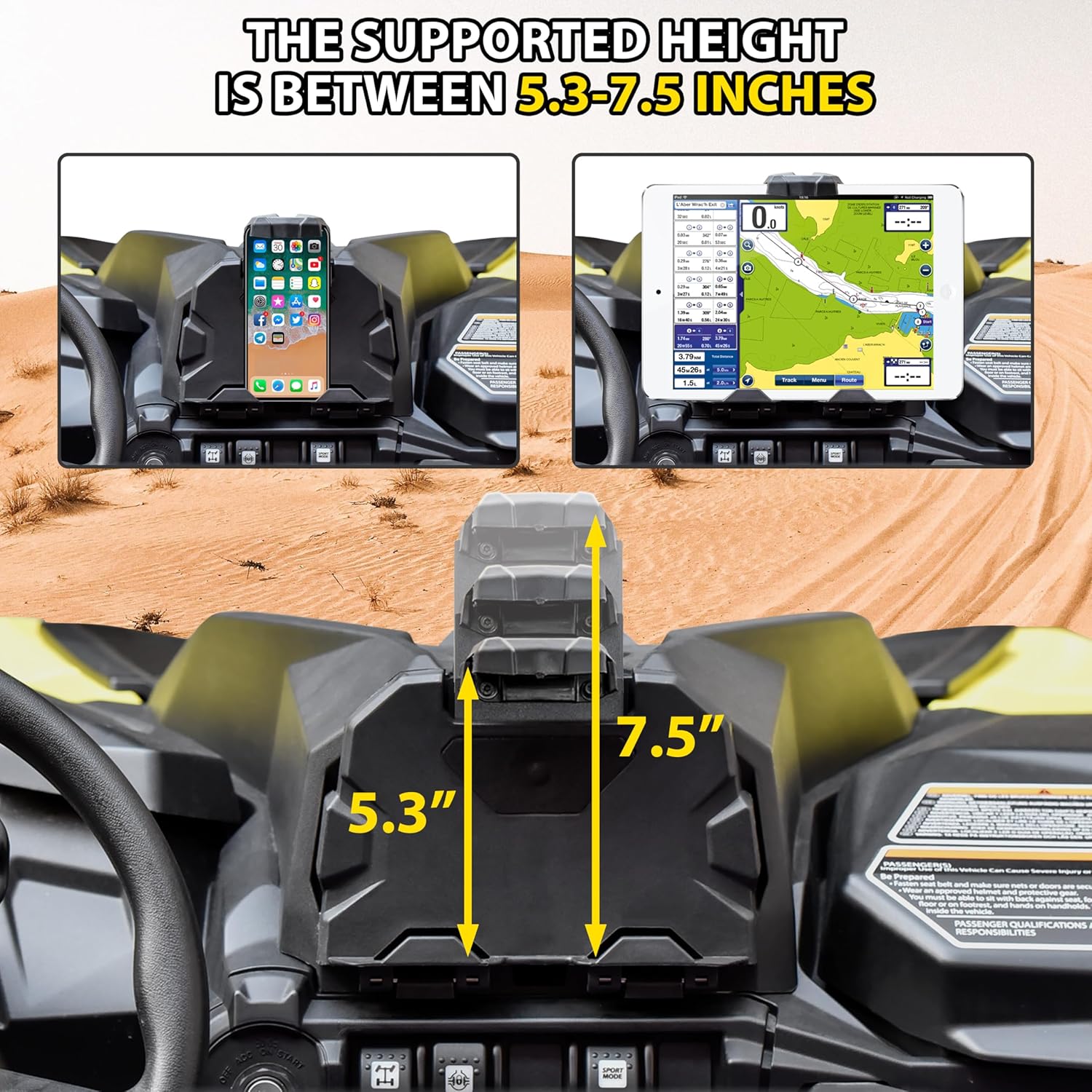 KEWISAUTO Device Holder for Can Am Trail Commander, GPS Tablet Phone Electronic Device Holder Consoles for Can-Am Maverick Sport/Trail/Sport MAX/Commander/Commander MAX (Replace #715005212)