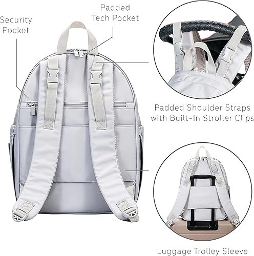 Miniatura 5 de uninni Mochila para pañales para mamás y papás con bebés, niños y niñas, cambiador portátil, funda extraíble para chupete, Gris (Cool Grey), Mochila