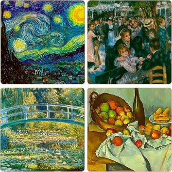 CoasterStone "Impressionists Collection" Absorbent Coasters, 4-1/4-Inch, Set of 4
