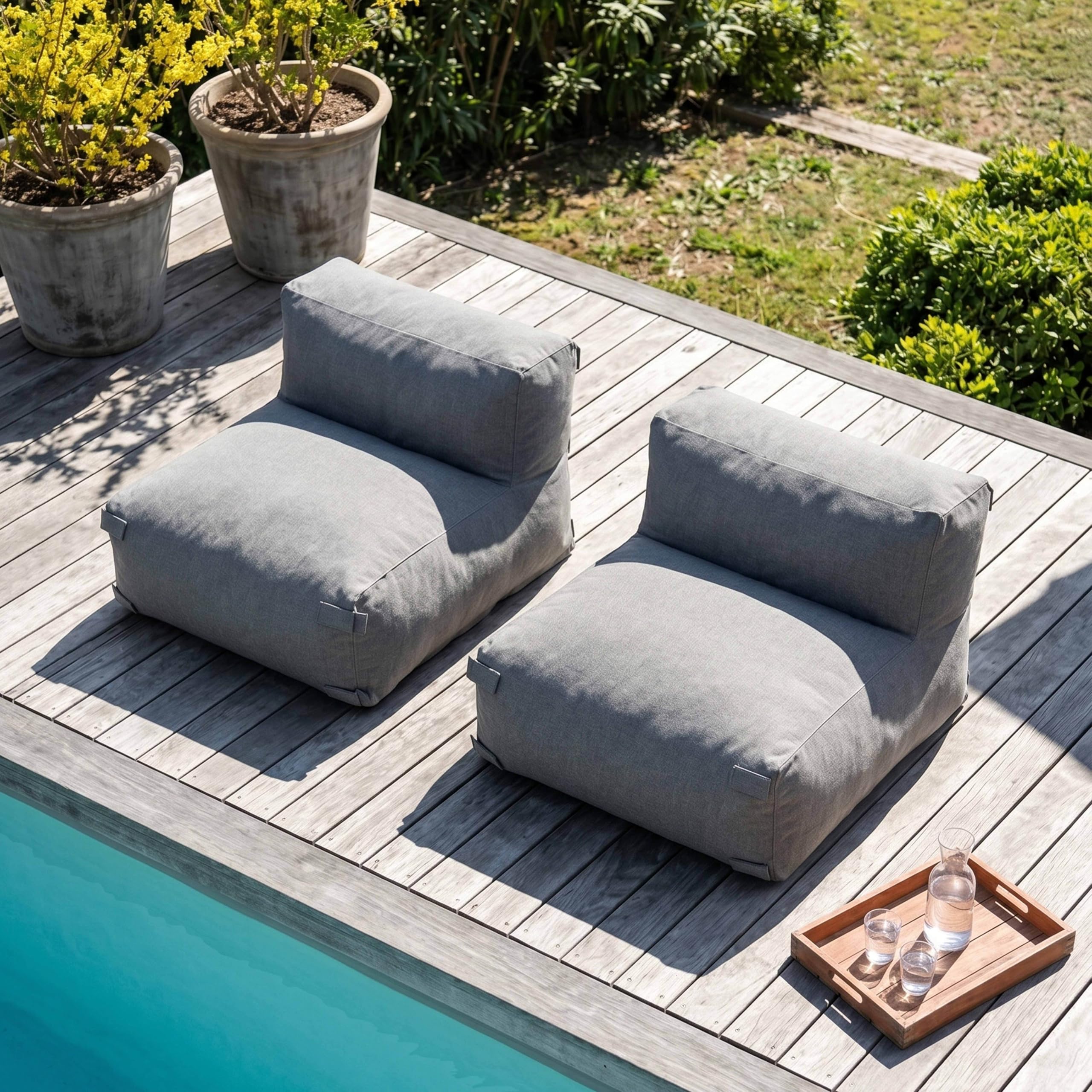 Oviala Salon de Jardin modulable 2 Places Gris - Mixi