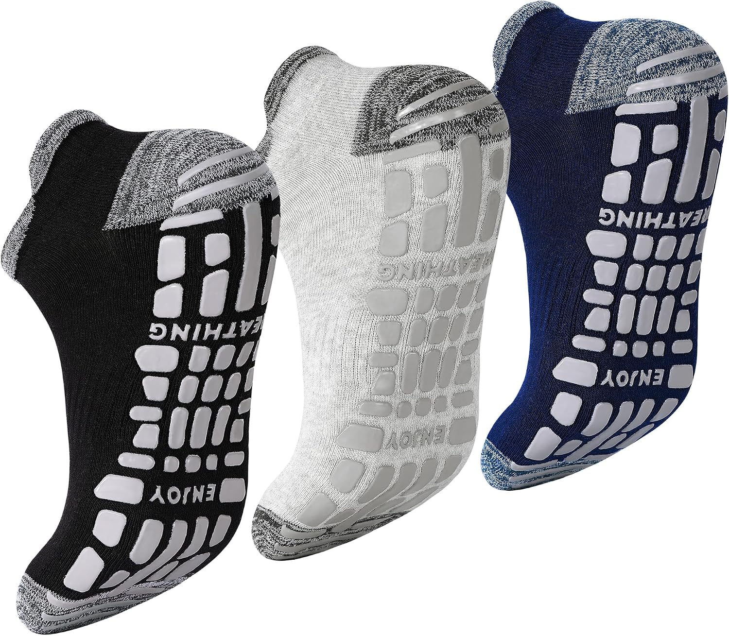 ELUTONG Mens Grip Socks Non Slip Yoga Grippy Sock Anti Slip Pilates,Barre,Hospital,Fitness Sock with Grips for Men