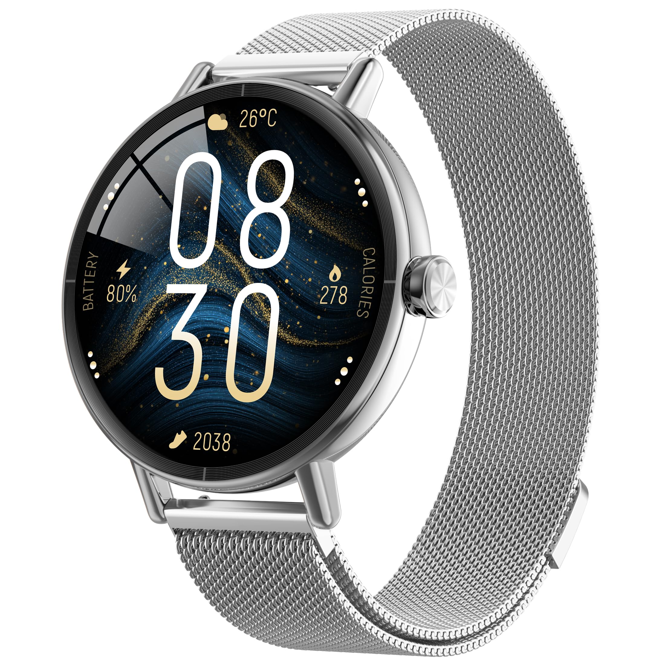 Photo 1 of Yoever Smart Watches for Men Women,1.57" HD 43mm Fitness Tracker Answer/Make Call, Heart Rate/Sleep/SpO2, Round Smart Watch for iPhone/Samsung/Android,IP68 Waterproof,110+ Sport Mode-Silver