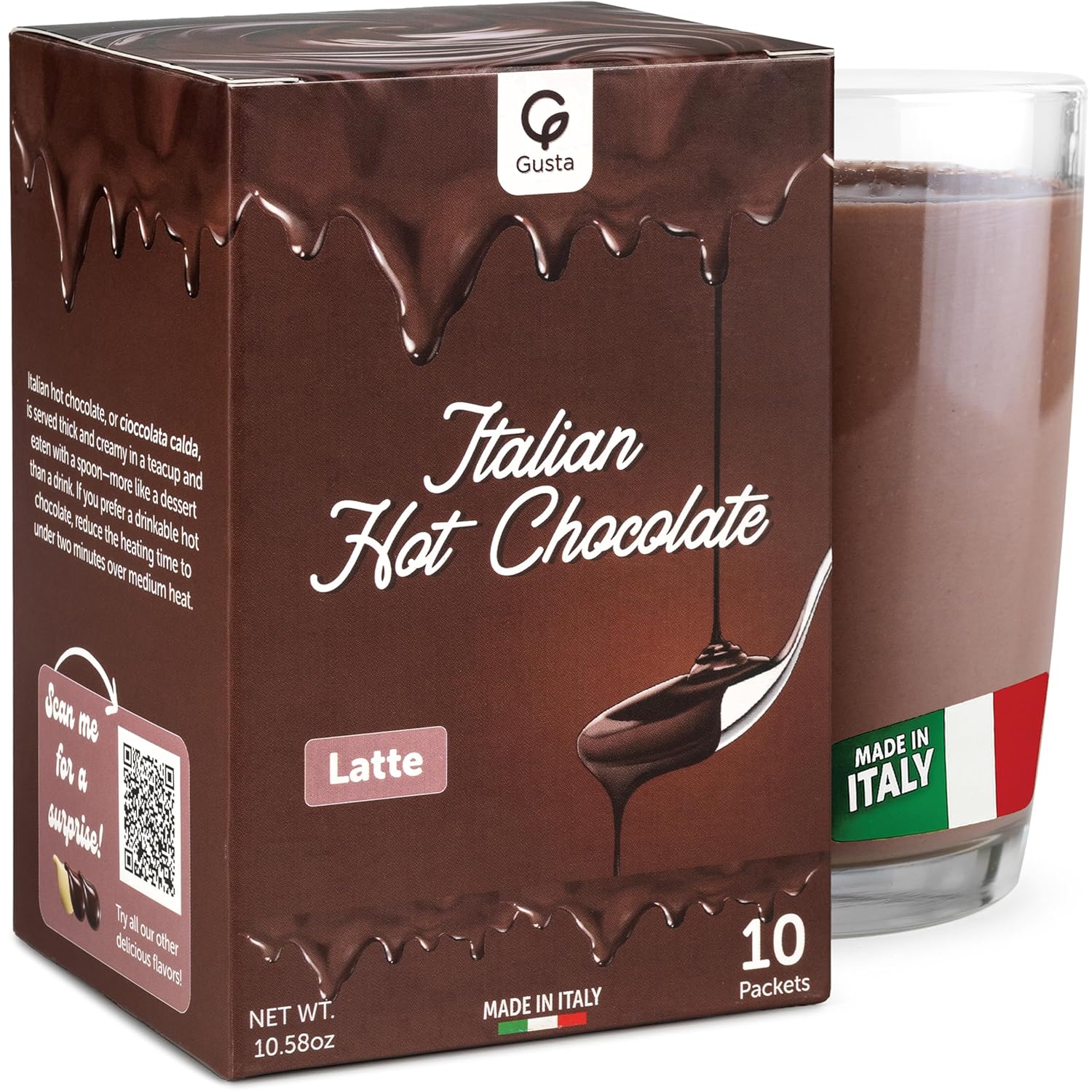 Italian Hot Chocolate Latte – Smooth & Creamy Cocoa Drink Mix with Milk – Authentic Made in Italy – Comforting Morning Coffee Alternative – 10 Packets