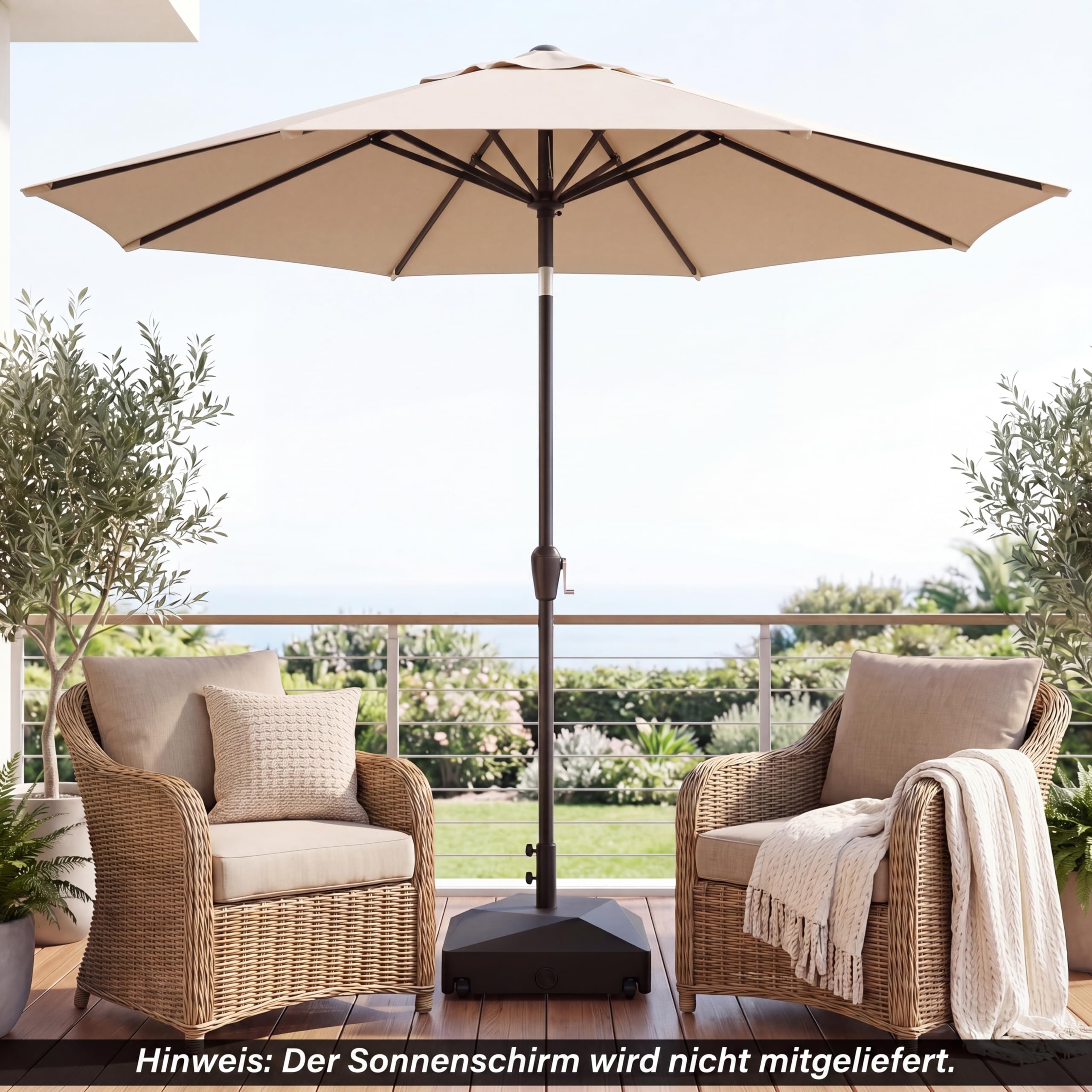 COSTWAY Sonnenschirmständer mit Rollen, Schirmständer befüllbar mit 45 L Wasser oder 65 kg Sand, Marktschirmständer für Schirmstangen von 38/48 mm, Sonnenschirm Ständer für Garten, Balkon, Terrasse